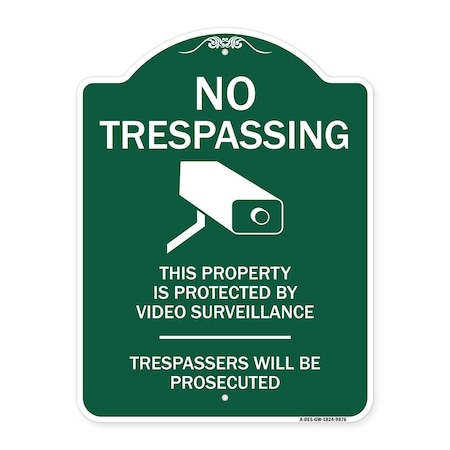 Signmission This Property Is Protected By Video Surveillance Heavy-Gauge Aluminum Sign, 24" H, GW-1824-9876 A-DES-GW-1824-9876